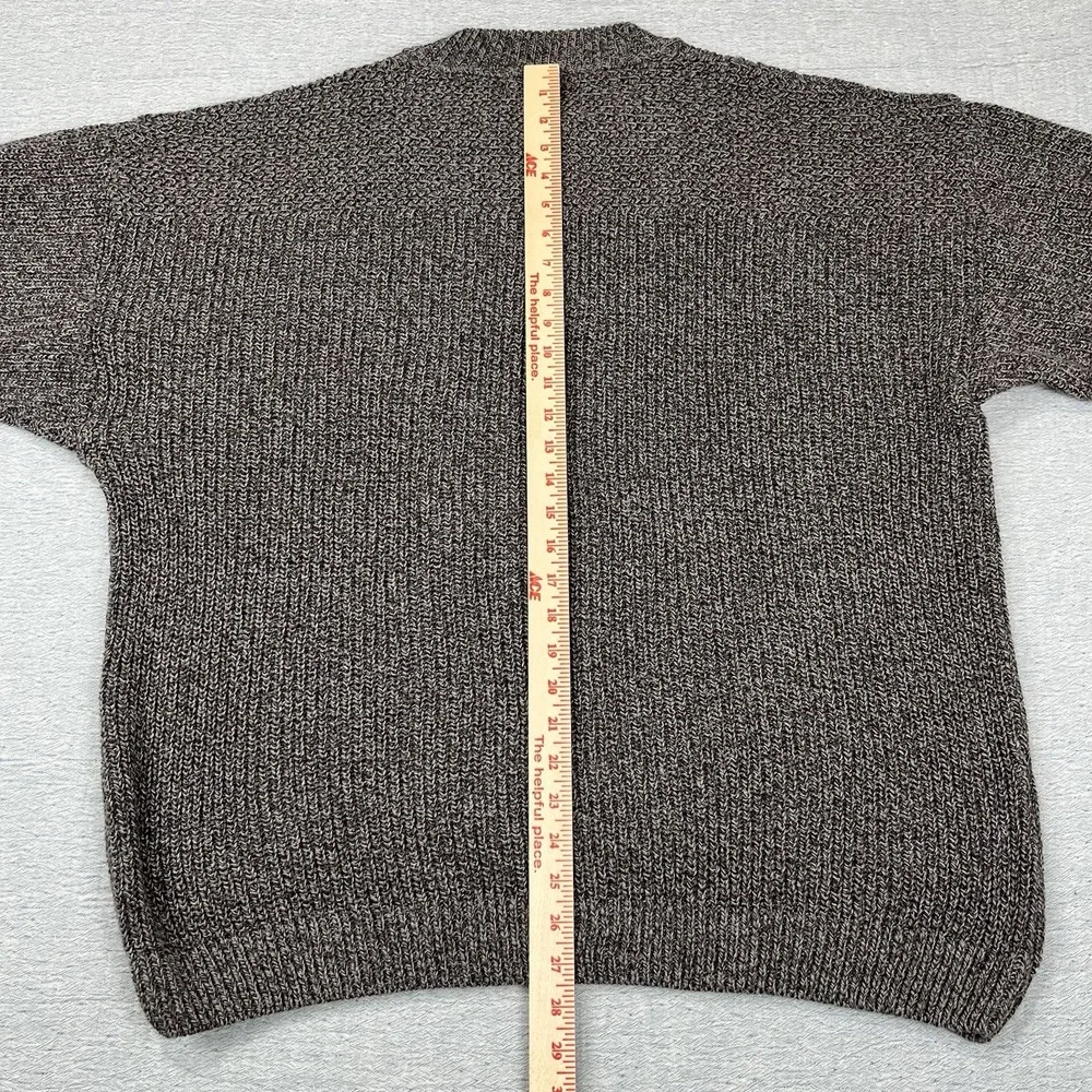 Eddie Bauer Sweater Men Large Gray Henley‎ Fisherman Heavy Rugged Made In USA
